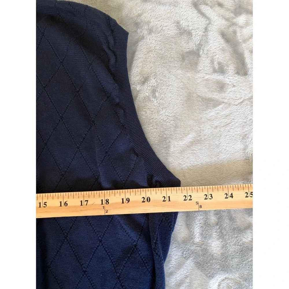 Polo Golf Ralph Lauren Men XXL Navy Blue Pima Cotton V-Neck Sweater Vest Argyle